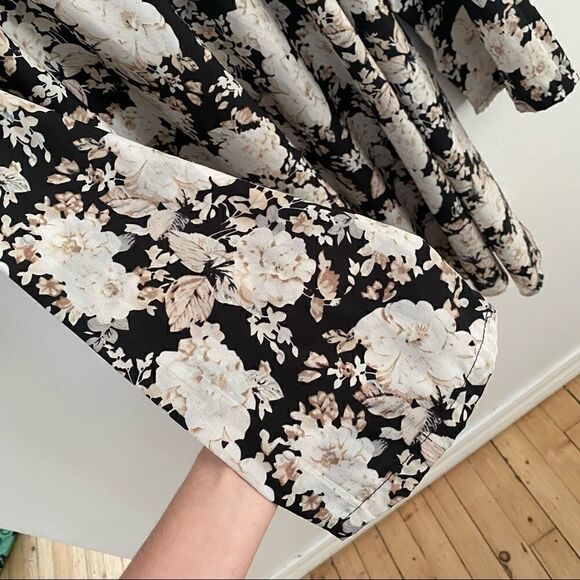 For Love And Lemons Floral Print Blouse Shirt In Cream And Black ~ Size L Large - Picture 6 of 7